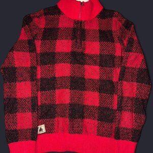 NWT! Medium 10/12Boys Red & Black Polo Ralph Lauren Quarter Sip up Sweater.